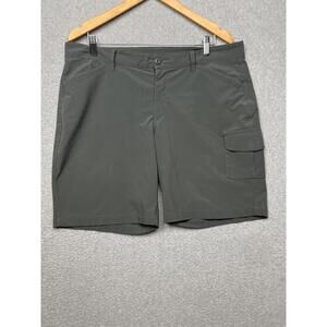 Eddie Bauer Womens Grey Flat Front Cargo Short Size 14 Mid Rise Stretch Comfort